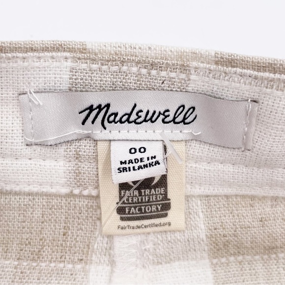 NEW Madewell Linen Blend Tulip Hem Mini Skirt Undyed NE700 Check Print Size 00 - Picture 8 of 13